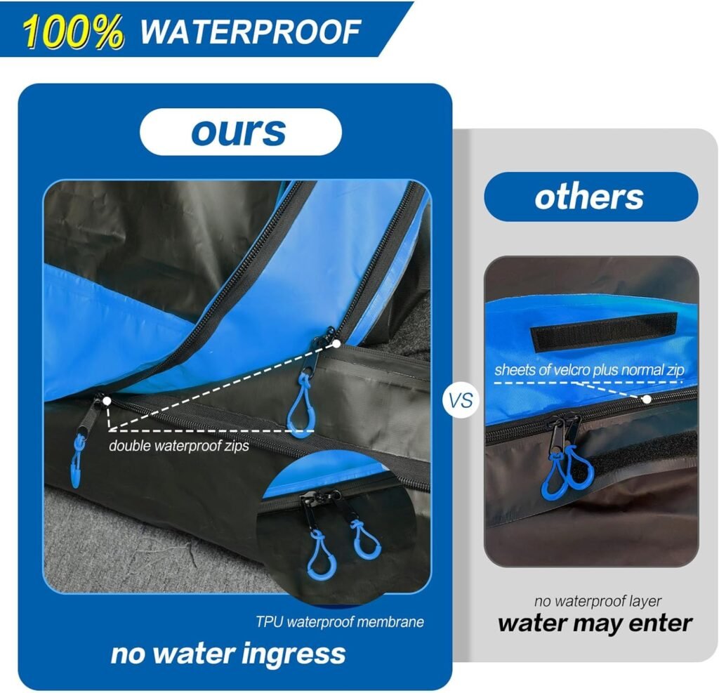 21 Cubic Feet Car Rooftop Cargo Carrier with Double Waterproof Zippers, Waterproof Roof Bag for All Vehicle with/Without Racks, Blue