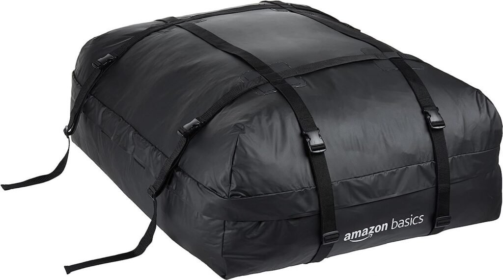 Amazon Basics Waterproof Rooftop Cargo Carrier Bag,15 Cubic Feet, Black