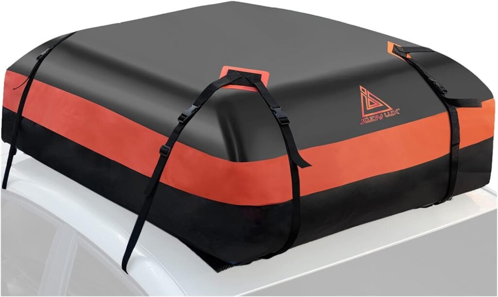 Car Rooftop Cargo Carrier Bag, 15 Cubic Feet Waterproof Heavy Duty 720D Car Roof Luggage Bag for All Vehicle with/Without Racks - Storage Bag, Anti-Slip Mat, 4 Door Hooks