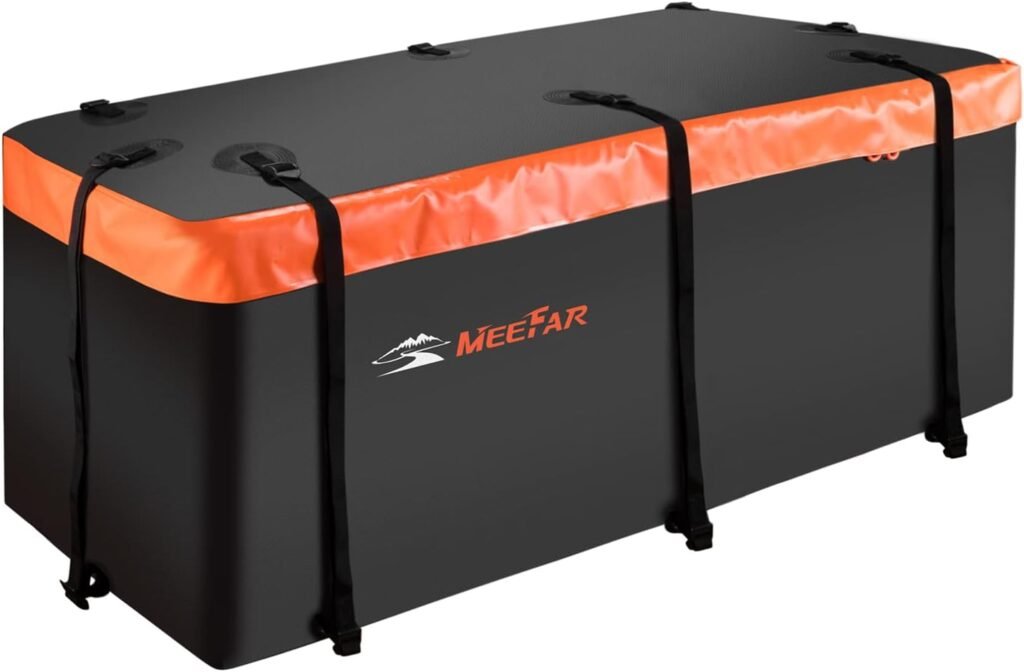 MeeFar Rooftop Cargo Carrier Car Roof Bag 20 Cubic Feet 100% Waterproof Car Top Carrier, Fits All Vehicle with/Without Rack,Include Anti-Slip Mat,10 Reinforced Straps,6 Door Hooks,Luggage Lock