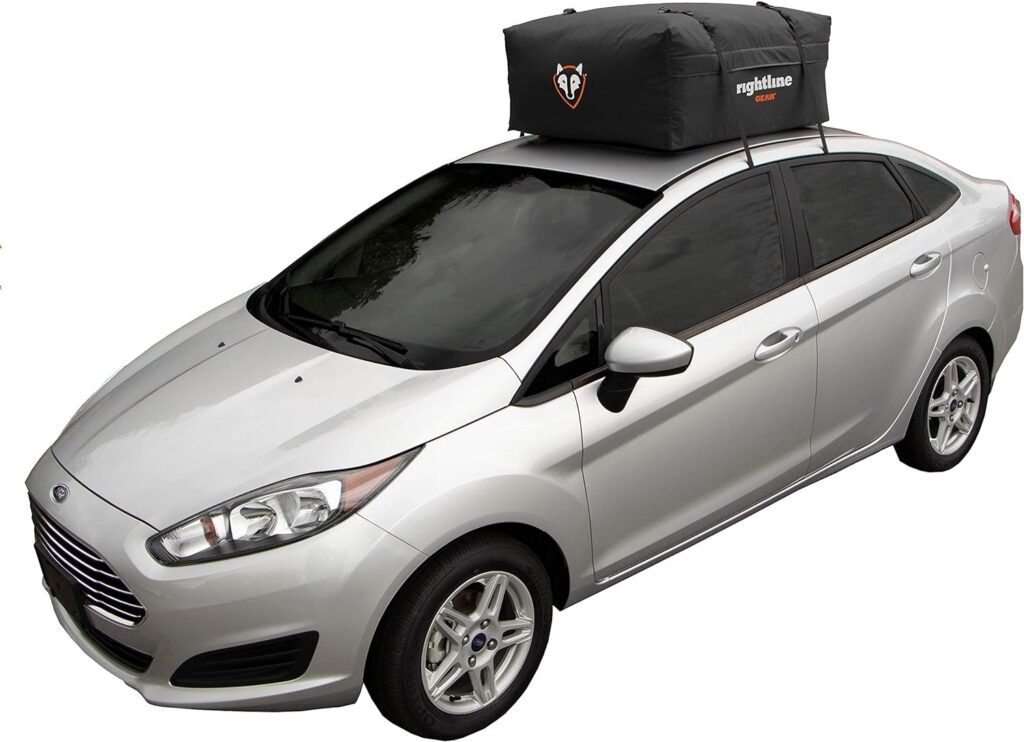 Rightline Gear Range Jr Weatherproof Rooftop Cargo Carrier for Top of Vehicle, Attaches With or Without Roof Rack, 10 Cubic Feet, Black