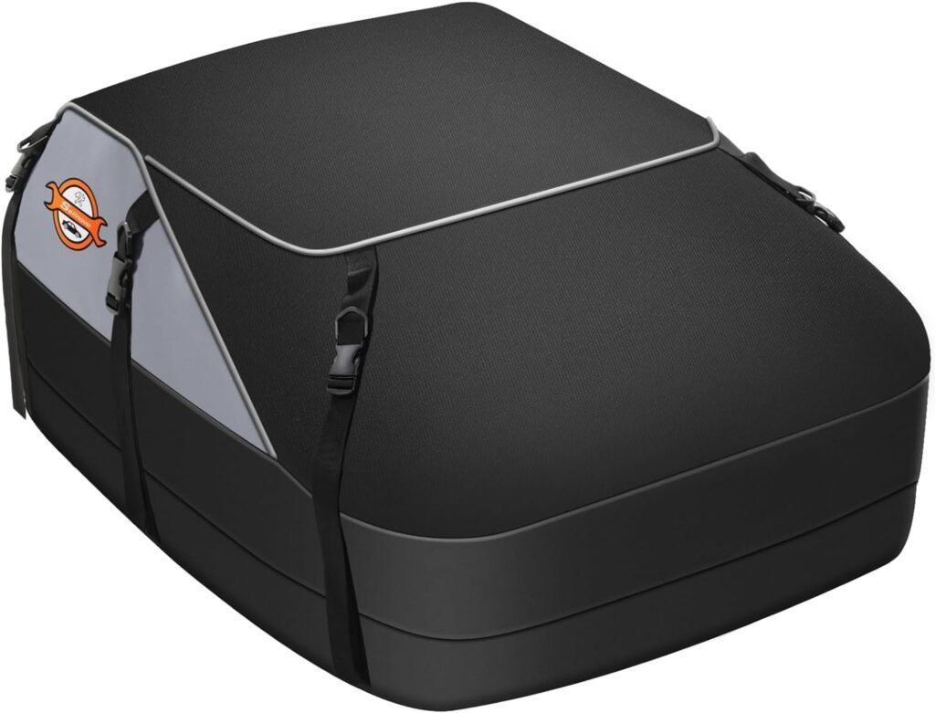 Sailnovo Rooftop Cargo Carrier, Car Roof Bag 20 Cubic Feet Reinforced Waterproof Zippers and Leather Strips with Door Hooks are Suitable for Various Types of Cars