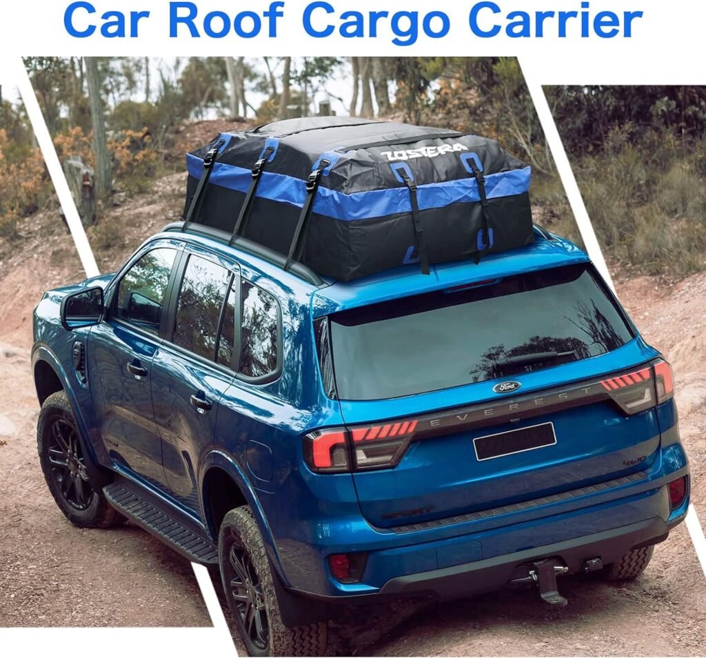 ZOSTERA Rooftop Cargo Carrier Car Roof Cargo Bag Waterproof 21 Cubic Feet, Soft Roof Top Luggage Bag with Anti-Slip Mat, Suitable for SUV Car, with/Without Racks